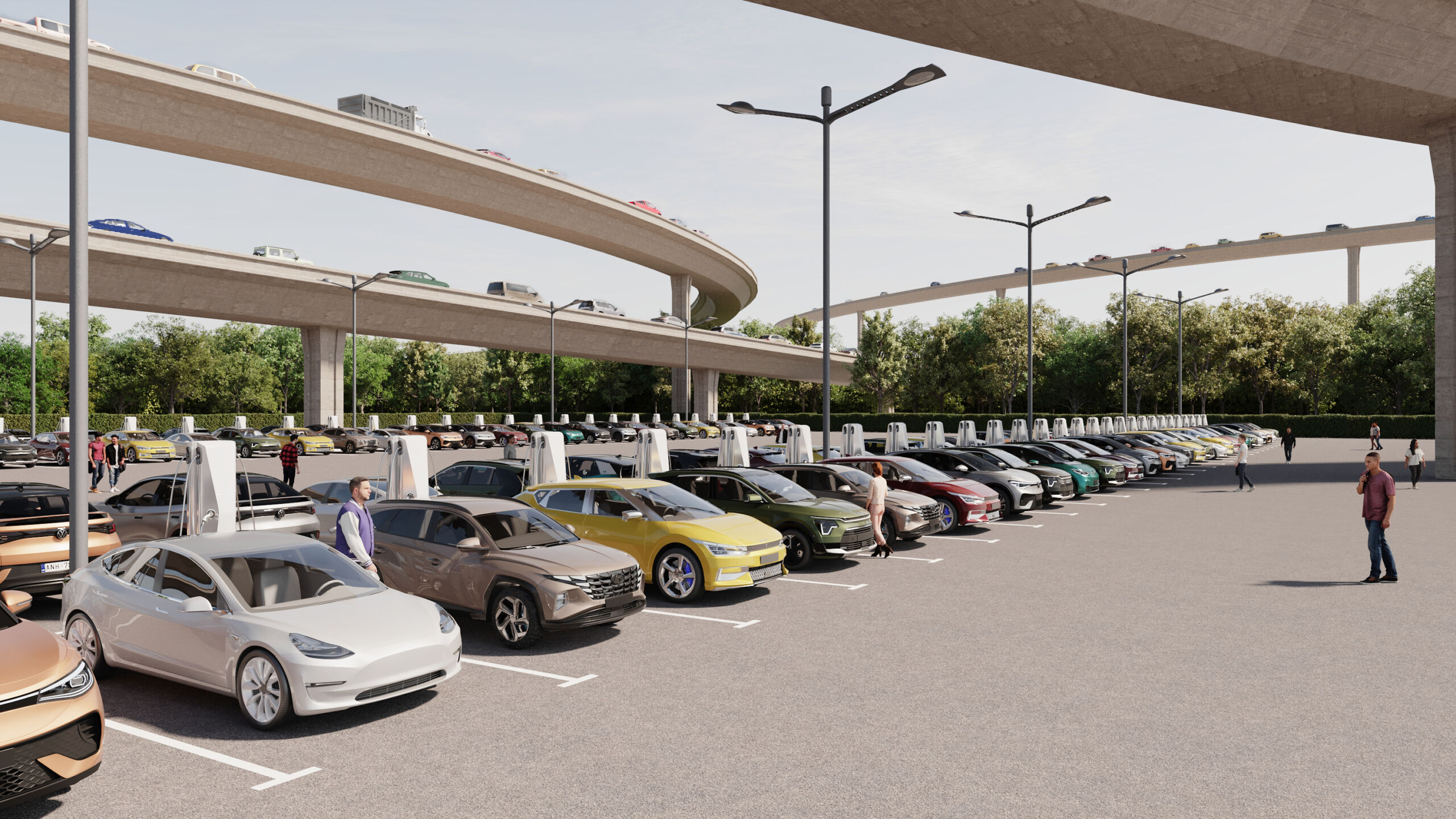 Final EV Charging Park with Ramps and Cars 4-21-23